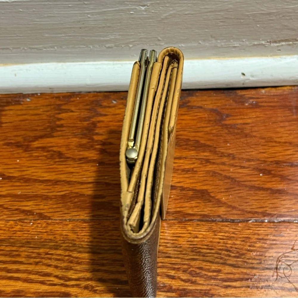 Celine Tan and Brown Logo Kiss Lock Wallet - Picture 4 of 12